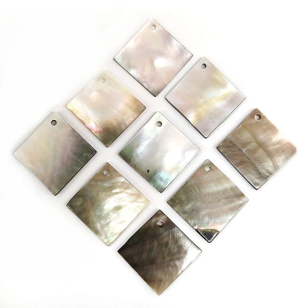 

10pcs/bag Natural Black Butterfly Shell Pendant Square Rhombus Sea Shell Piece Necklace Bracelet Accessory Jewelry Pendant