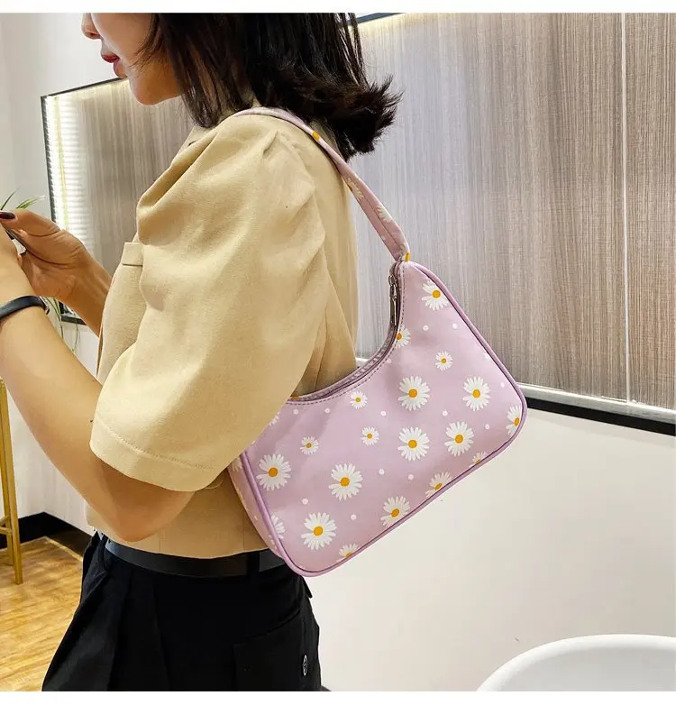 

2021 Brand New FashionDaisy Flower Print Clutch Purse Lady Shoulder Messenger Bags Women Leather Handbags Luxury Crossbody Totes