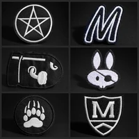 black and white punk embroidery patches t shirt pants clothes stripes appliques sewing supplies decorative badges