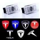 2 шт. Автомобильный светодиодный логотип тень светильник Добро пожаловать светильник декоративный сигнальные лампы для Tesla модель 3 модель X модель S модель Y аксессуары