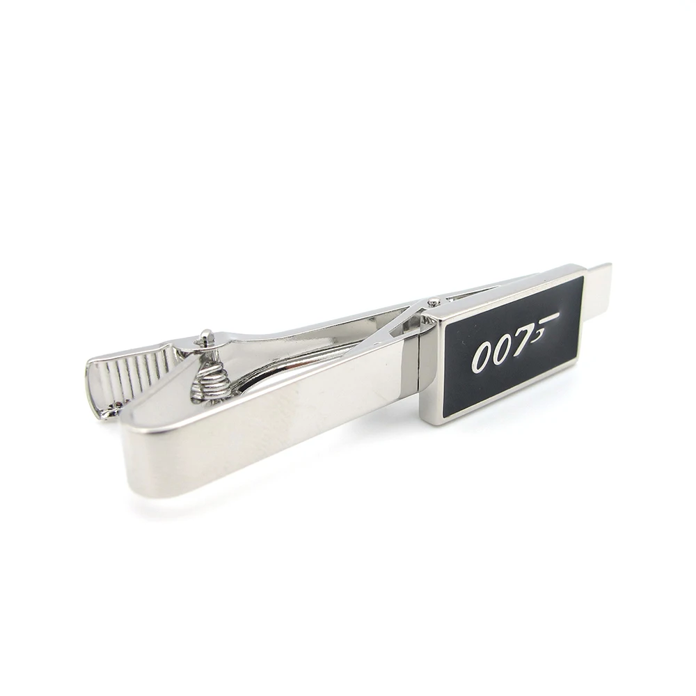 Супергерои дизайн 007 James Bond Зажимы для галстука для мужчин качество латунь материал черный цвет значки в виде галстука оптом и в розницу