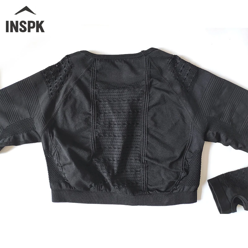 Женский спортивный костюм с длинным рукавом укороченный топ для фитнеса +