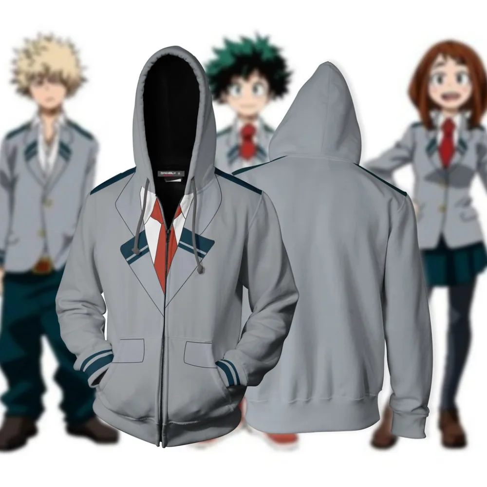Школьная форма Bakugou Katsuki костюм для косплея толстовки с капюшоном 3D-принтом Мой