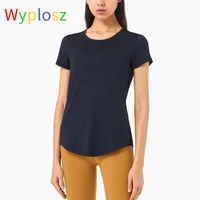 wyplosz yoga t shirt fitness women breathable quick drying sports running gym sleeve crop top clothe printing super elasticity
