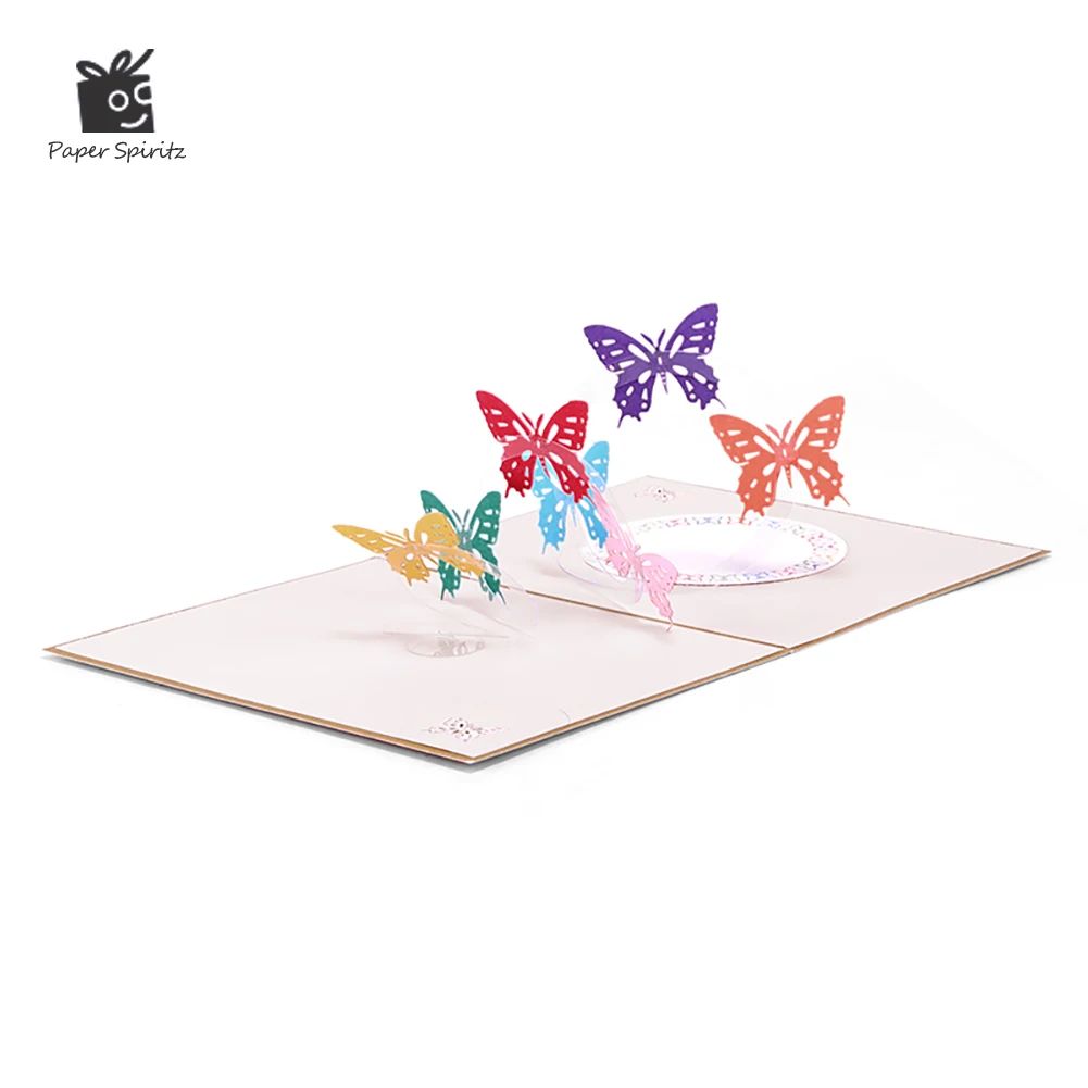 

Rainbow bufferflies kirigami origami paper arts and crafts 3d laser cut postcards greeting cards