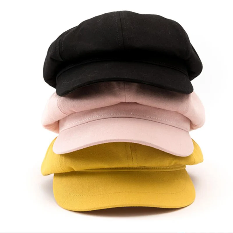 Новая модная однотонная восьмиугольная шляпа в повседневном стиле ретро уличная