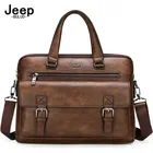 Портфель JEEP BULUO мужской для ноутбука 14 дюймов, сумка на плечо из высококачественной кожи, модная офисная черная сумка
