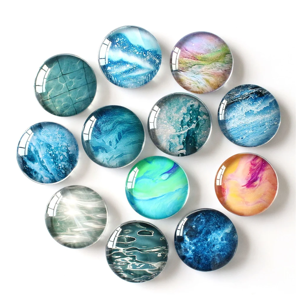

Ocean Fridge Magnets 30mm Round Glass For School Office Home Decor Kitchen Refrigerator Magnet Sticker 4pcs