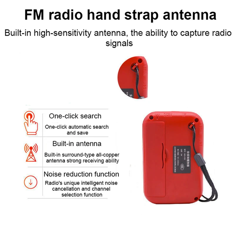 Mini Radio Portable FM Radio Receiver Wireless Bluetooth Loudspeaker with Luminous Button Flashlight Support USB TF Card Play images - 6