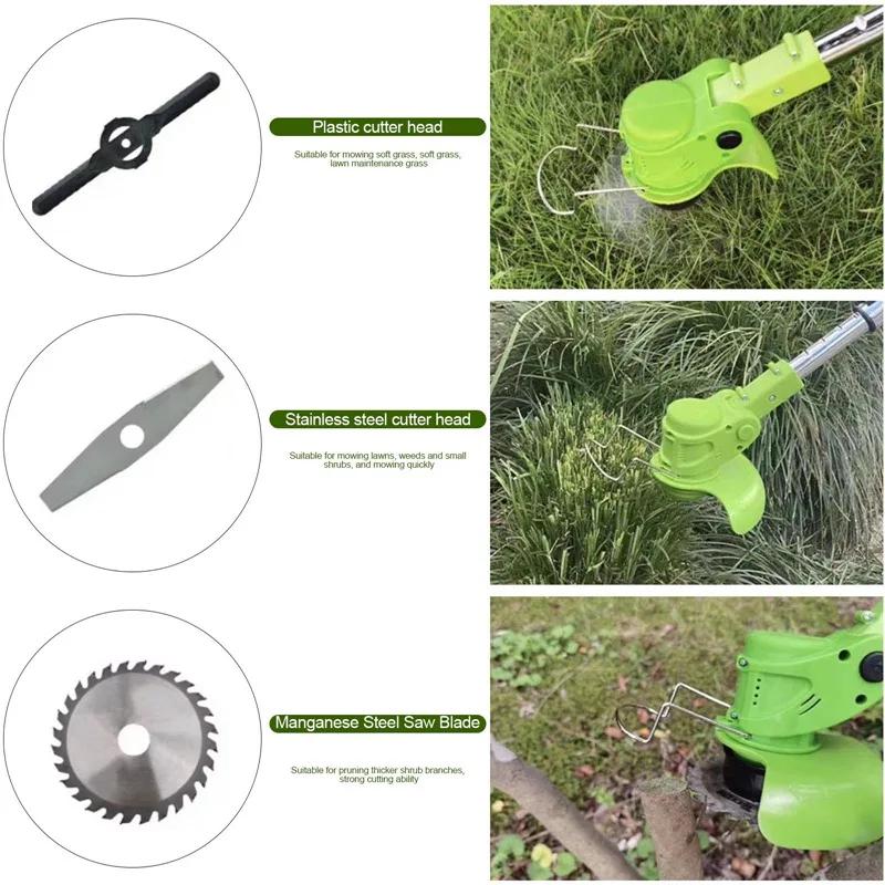 Electric Lawn Mower Cordless Grass Trimmer Auto Release String Cutter Garden Power Tool with Battery Set Garden Power Tool