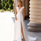 Женское шифоновое свадебное платье It's yiiya, белое кружевное платье с открытой спиной и V-образным вырезом на лето 2019