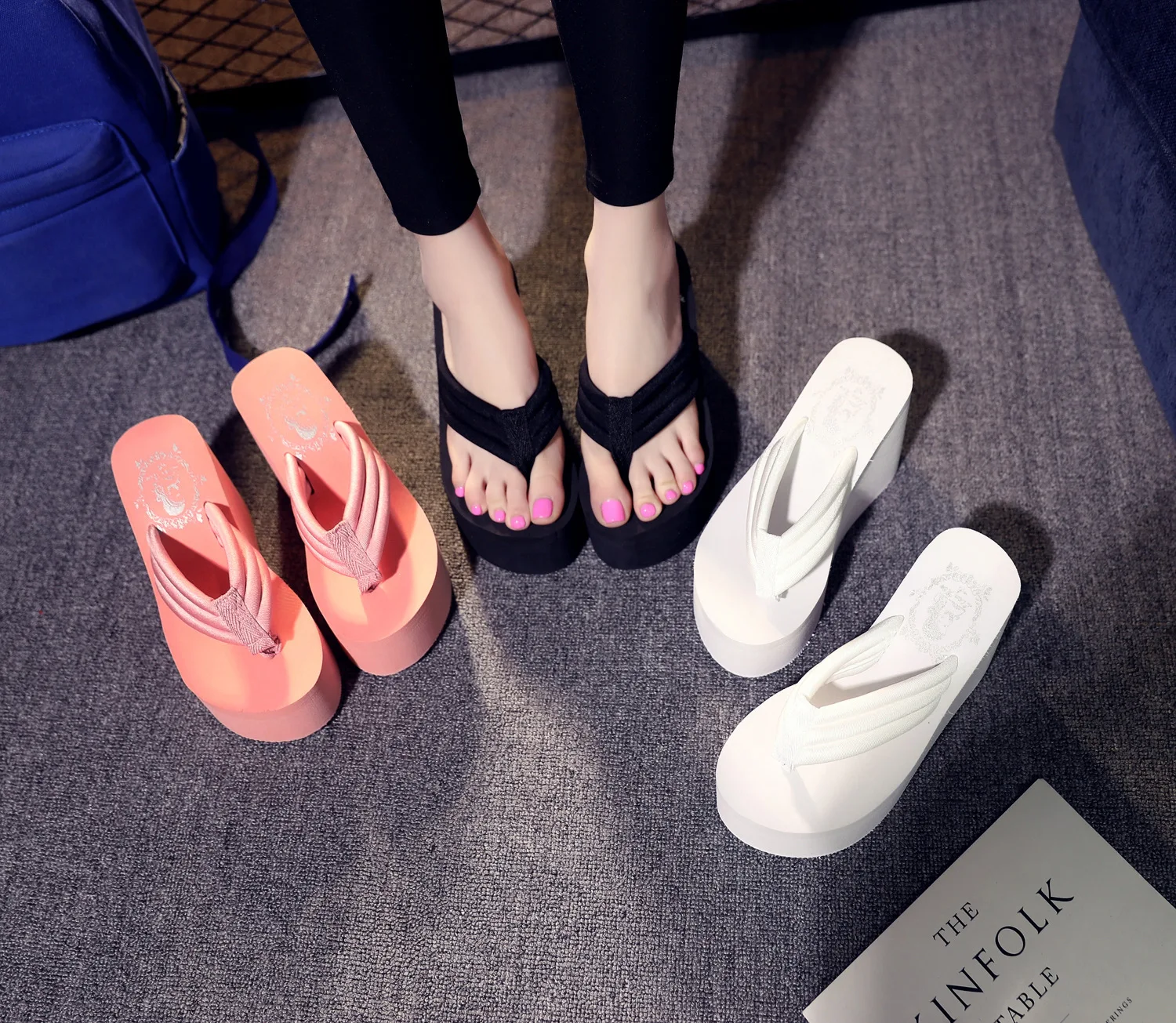 Женские туфли на очень высоком каблуке фланец Нескользящие тапочки флип флоп