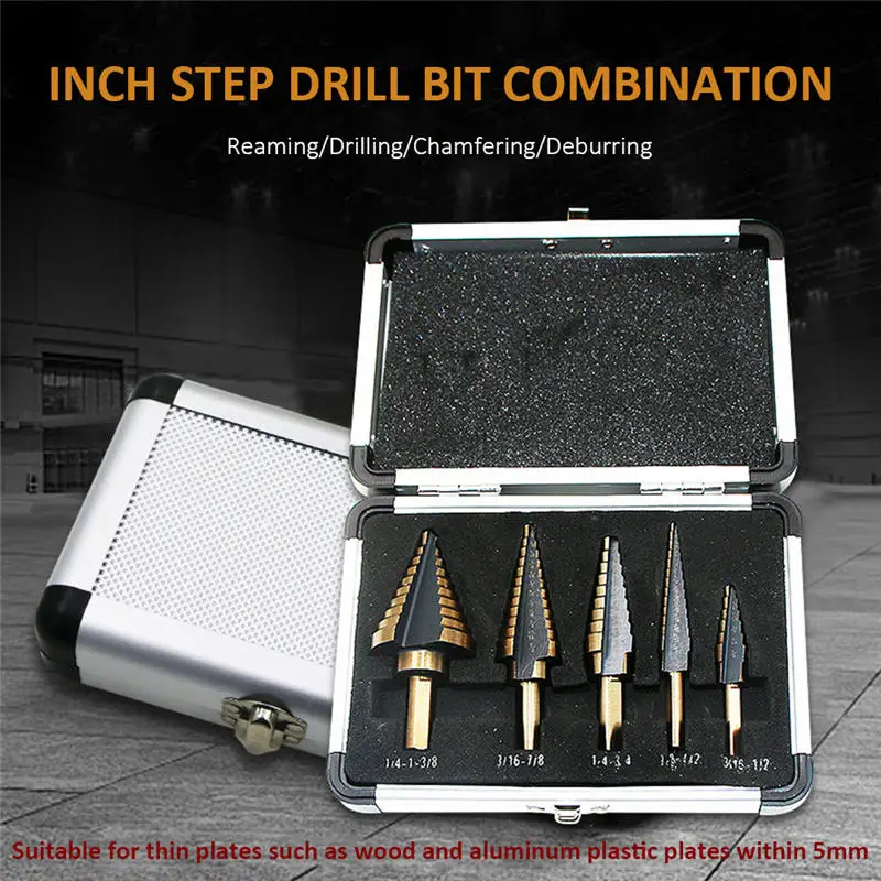 5 шт./компл. набор ступенчатых Сверл с алюминиевыми ступенчатыми сверлами в
