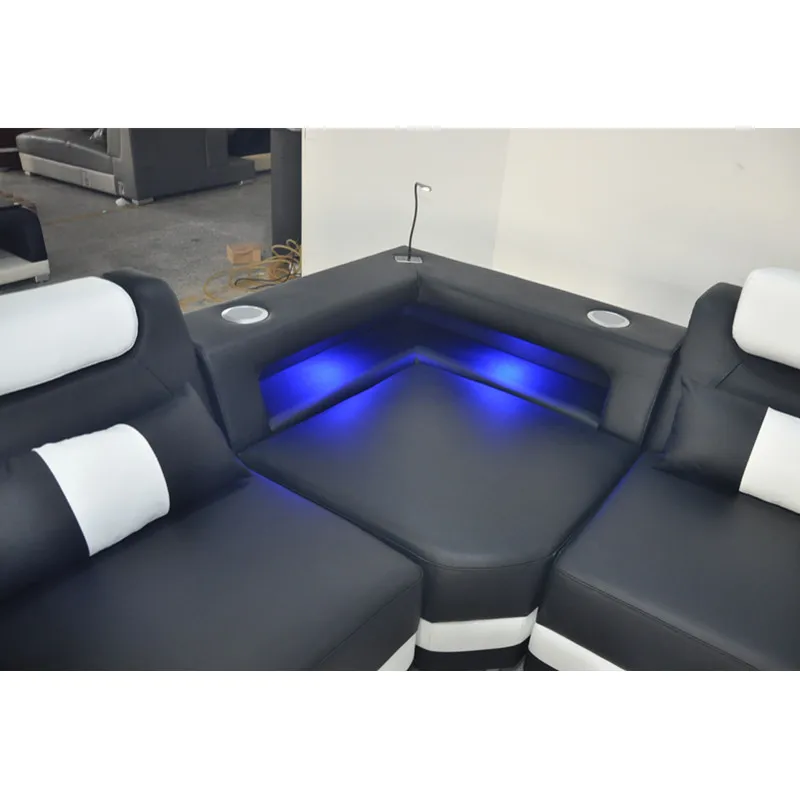Cbmmart Smart Home Living room furniture leather sofa set with LED Lights/bluetooth/speaker | Мебель