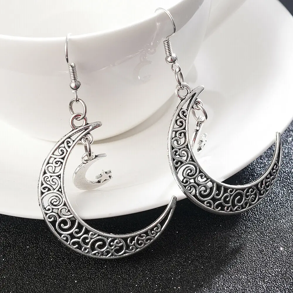 

New Crescent Moon Earrings Dangle Handmade Statement Earrings Party Birthday Fashion Vintage Gift For Women Girl