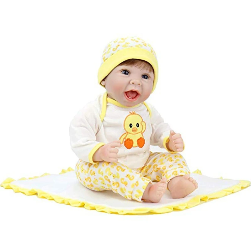 

22In Looking Lifelike Realistic Baby Newborn Care Easy Open Eyes Toy with Yellow Clothes for Children and the Elderly Xmas Gift