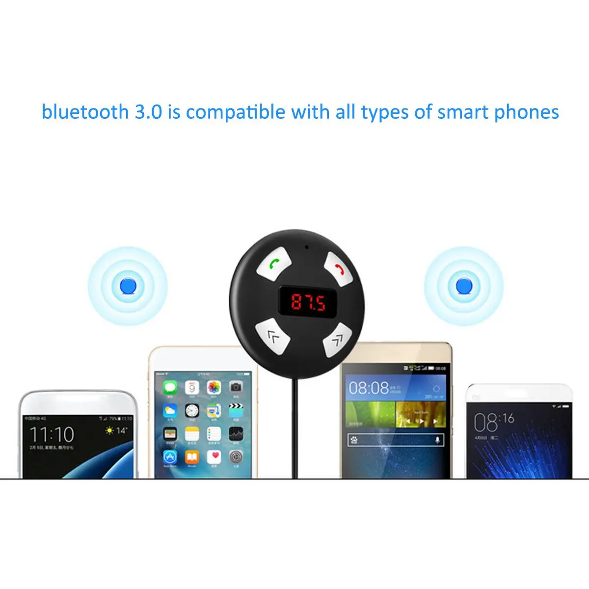 

bluetooth 3.0 FM Transmitter Mini Handsfree Wireless MP3 Player TF Card USB Phone Charger Car Charger LED Display Dropshipping