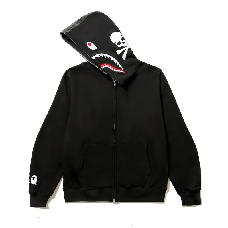 

Streetwear Autumn New Men's Casual Skull Bape shark Hooded Jacket StreetwearClothing Harajuku Hoodie Thin Coat