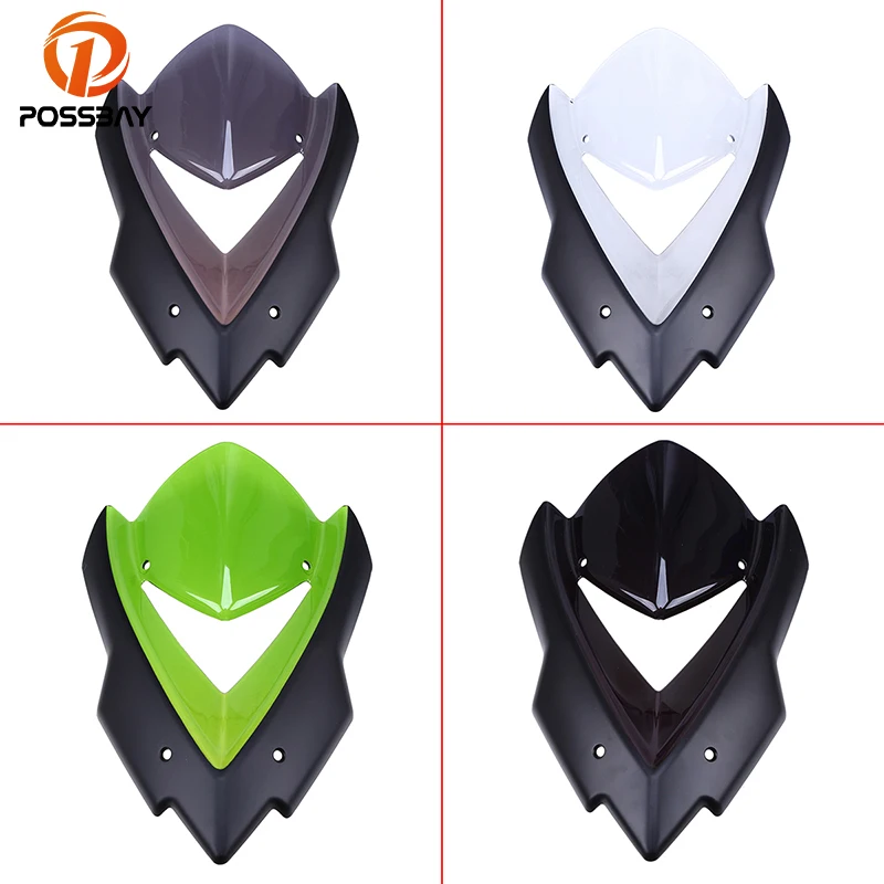 

POSSBAY Motorcycle Bike Windshield Scooter Windscreen Wind Deflectors For Kawasaki Z1000 Windshield Double Bubble 2015 2016