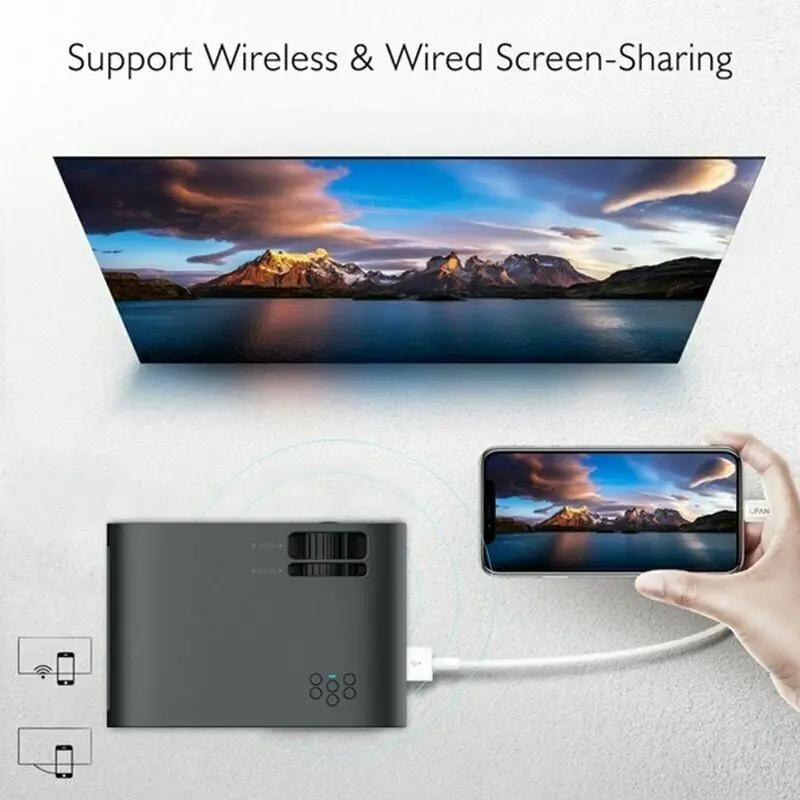 3D светодиодный мини-проектор Wifi Bluetooth 1080p HD проектор для Android IPhone Поддержка HDMI/VGA/USB/