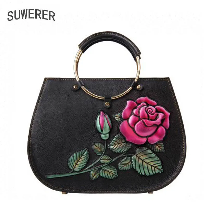 

2021 New High Quality Tote Bag Women Genuine Leather Bag Fashion Flower bag Real Cowhide Bag Luxury Designer Famous Brand Bag