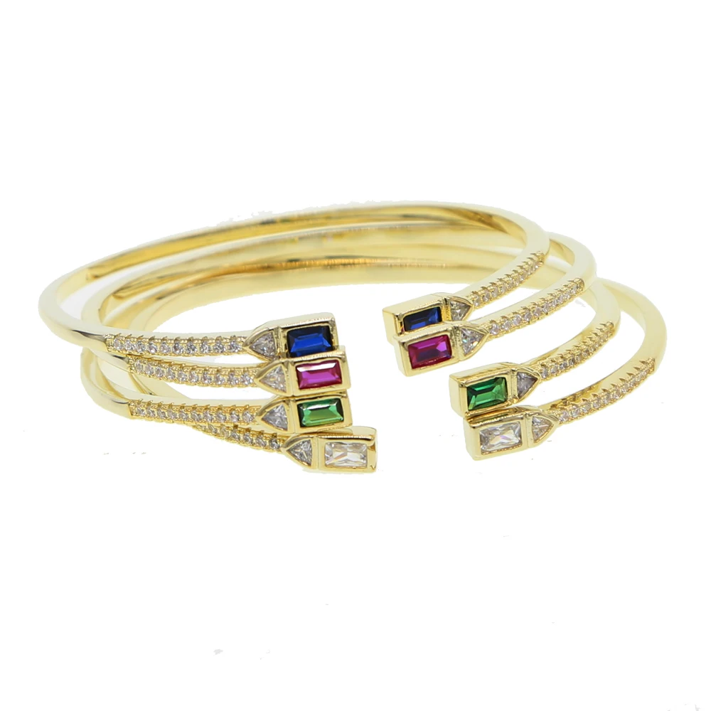 

56-58mm diamater 17-18cm square zirconia bangle baguette firework cz women lady gorgeous luxury bangle bracelets