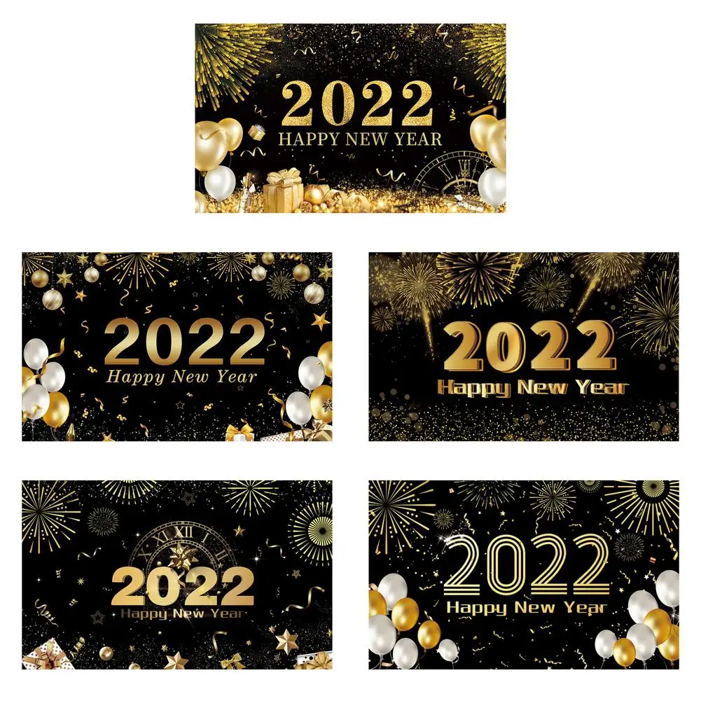 

Новогодний баннер 2022-70x44 дюйма фон с новым годом черный и золотой новогодний баннер украшения с новым годом Fo