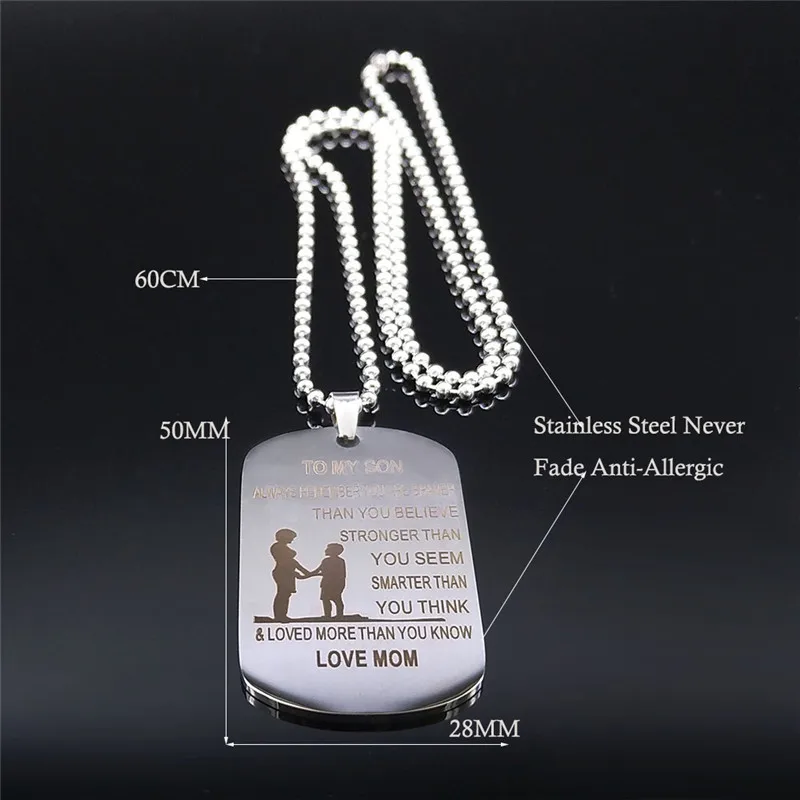 

To My Son Love Mom Encouraging Language Necklaces Bead Chain Necklaces Jewelry Mother's Day Giftdia de las madres NXS01