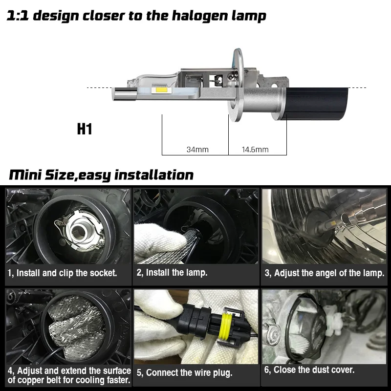 Автомобильные передсветильник светодиодный лампы H1 H4 Hi-Lo H7 H8 H9 H11 9005 HB3 9006 HB4 55 Вт лм