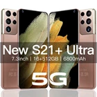 Смартфон S21 + Ultra, 7,3 дюйма, 512 ГБ, 6800 мАч, 48 МП, 5G, сетевая разблокировка, мобильные телефоны, сотовый телефон, глобальная версия