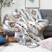 europe style sofa throw blanket cotton thread knitted blanket with tassel geometry bohemian sofa cover bed blanket home decor