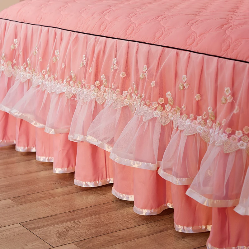 Зимнее теплое плотное стеганое кружевное покрывало принцессы наволочки с юбкой