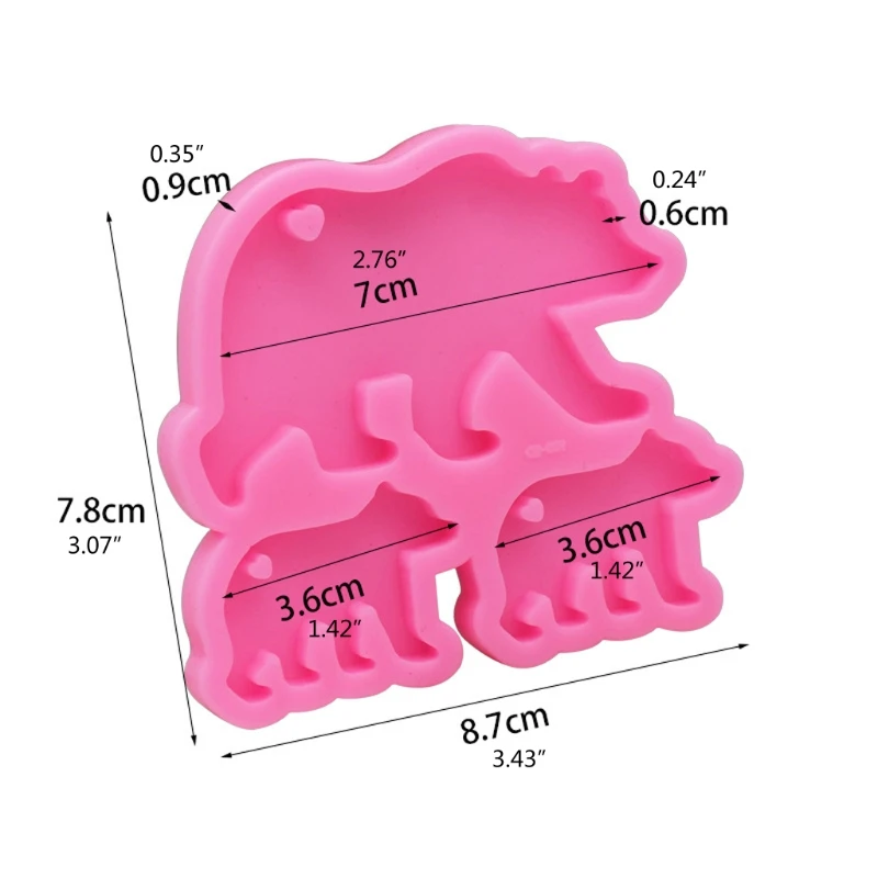 

Walking Polar Bear Baby Mom Set Keychain Silicone Mold with Hole Family Pendant DIY Epoxy Resin Casting Kit