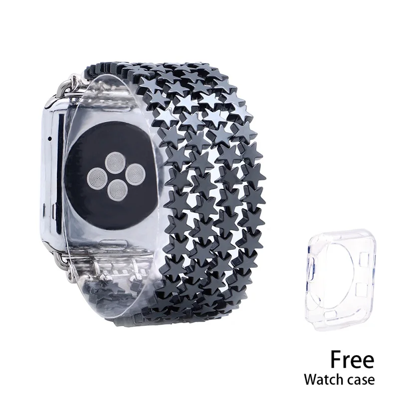 Ремешок из гематита Lureen для Apple Watch 5, 4, 3, 2, 1, 42 мм, 38 мм, резиновый ремешок для iwatch 5, 4, 3, 40 мм, 44 мм - Цвет ремешка: Star