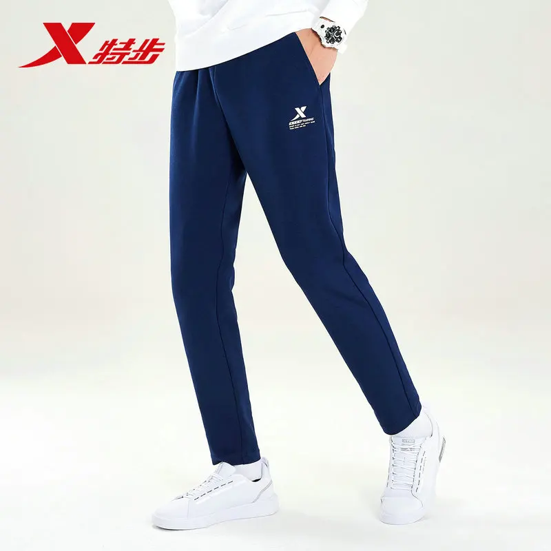 Xtep мужские спортивные брюки, зимние Бархатные удобные дышащие свободные трикотажные брюки, повседневные мужские брюки, простые 881329639236