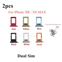 2pcs sim card holder adapter socket for iphone xr xs max dual sim card holder tray slot waterproof moistureproof rubber ring