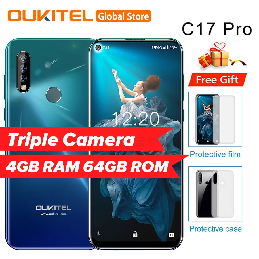 OUKITEL C17 Pro 6 35 &quot19 5: 9 Android 0 мобильный телефон MTK6763 Восьмиядерный 4G RAM 64G ROM две задние