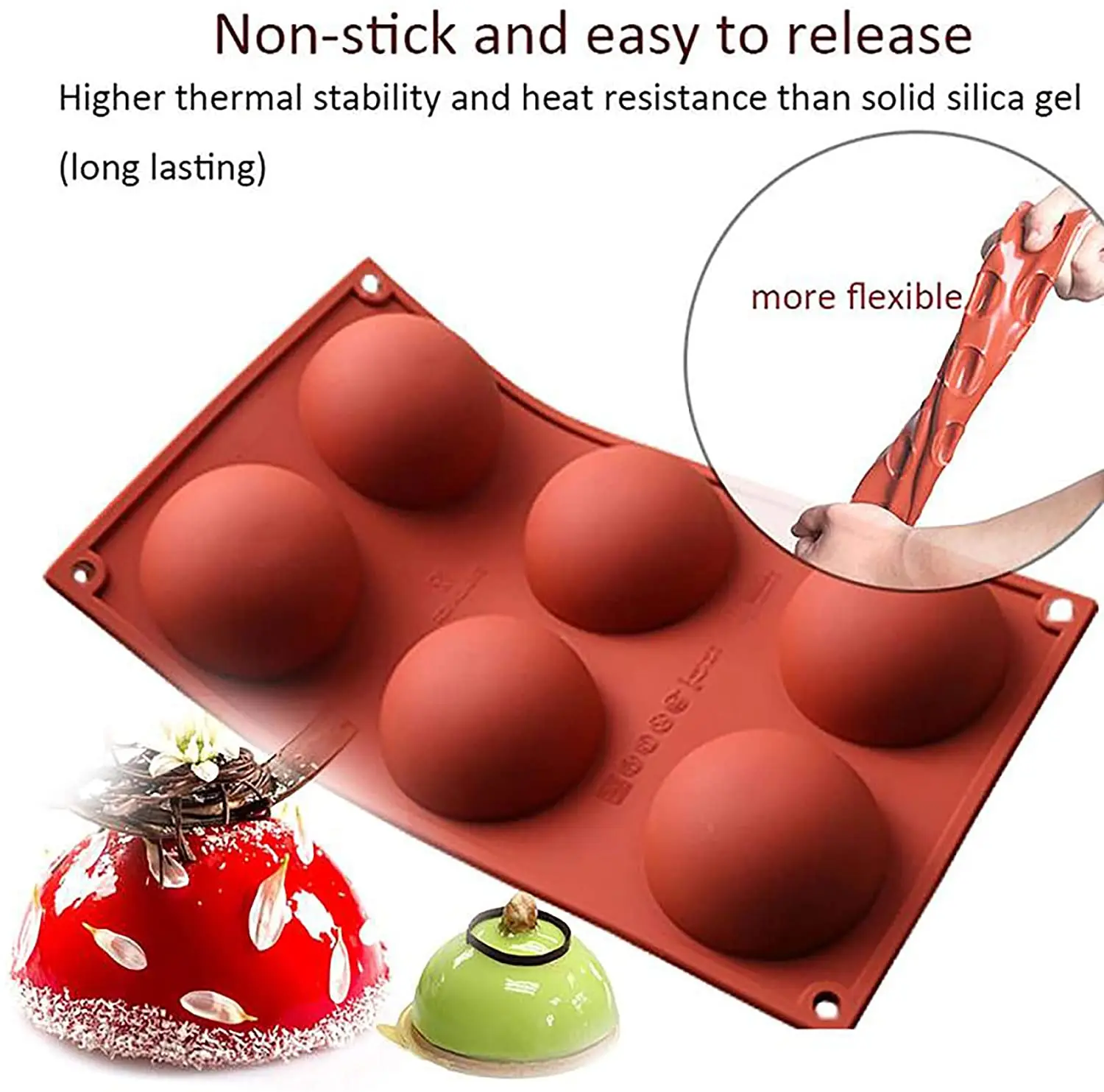 

Semi Sphere Silicone Baking Mold For Making Dome Mousse Chocolate Cake Jelly Pudding