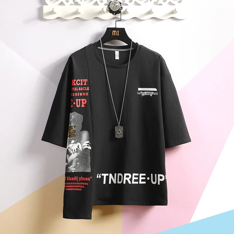 

2021 Sets T-shirts+Shorts 2 Pieces For Man Hip Hop Style Loose Casual Sets High Quality Men Cotton Shot Pants Sets Size 3XL