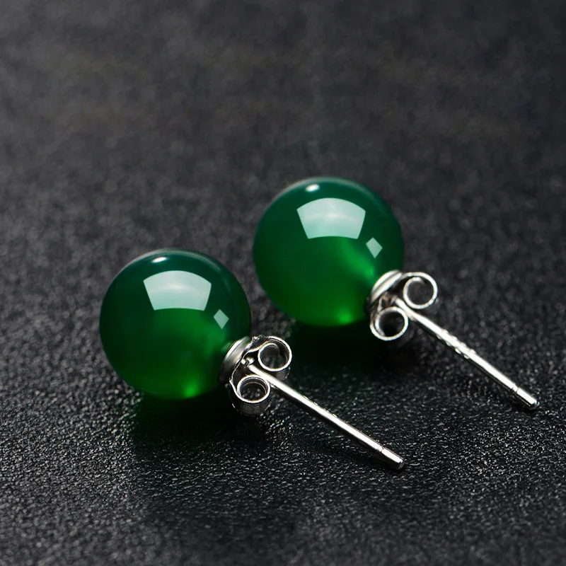 

Natural Jade Earrings For Women S925 Sterling Sliver Color Jewelry Earring Red Agate/Green chalcedony Female Earring Jewelry