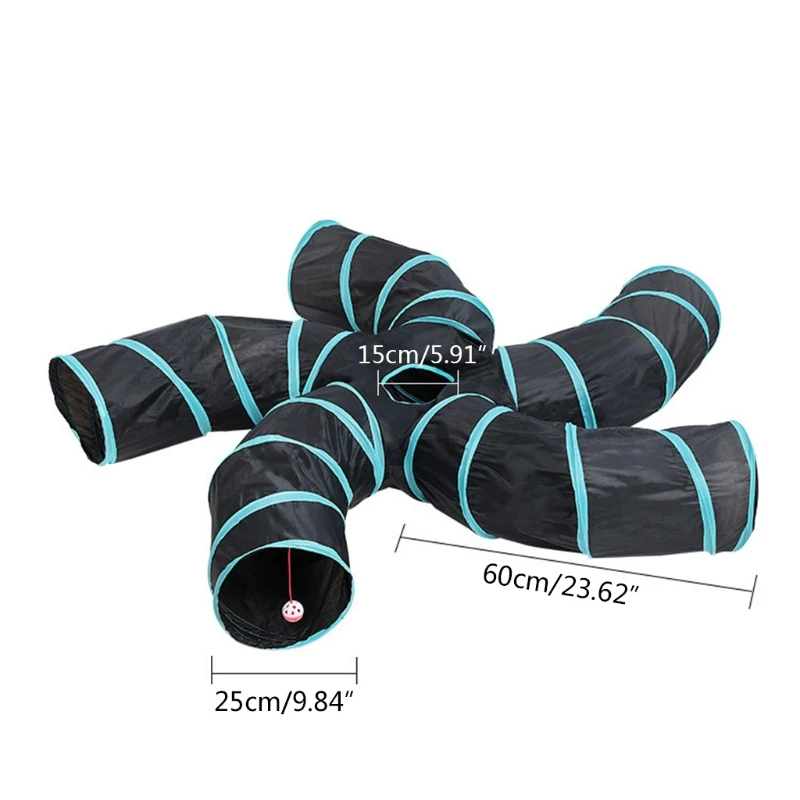

1 Piece Foldable Pet Cats Tunnels Pet Cats/Dogs Toys 5 Channel Ports Cat Playing Tunnels Top Skylight Washable Pet Toys