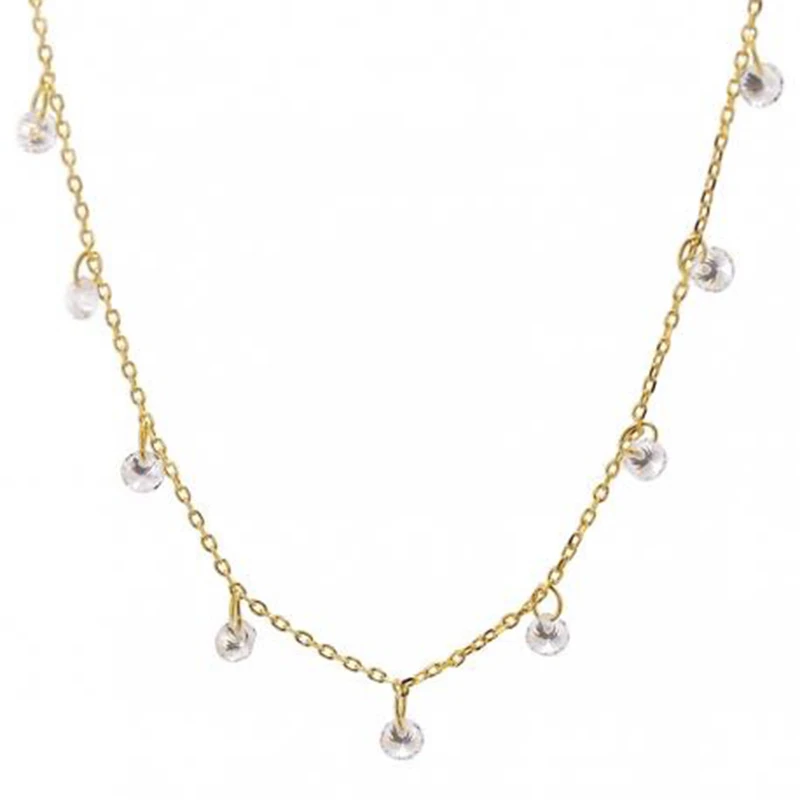 

Aide 925 Sterling Silver Bling CZ Cubic Zirconia Choker Necklace For Women Pendant Collares Minimalist Souvenir Fine Jewelry