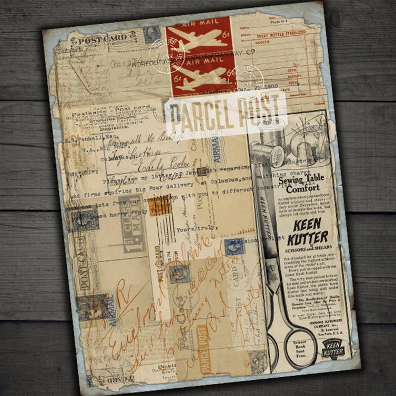 

4Pcs/Pack A5 Vintage English Envelop Ticket Sticker DIY Craft Scrapbooking Album Junk Journal Planner Decorative Stickers