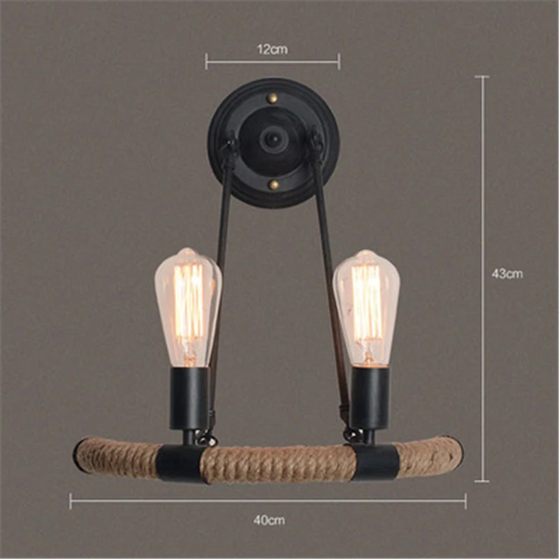 Wall lamp Веревочная люстра Лофт промышленный Ретро домашний декор деревенский подвесной светильник Кофейня Бар Ресторан ротанга абажур люстры - Цвет корпуса: Wall lamp