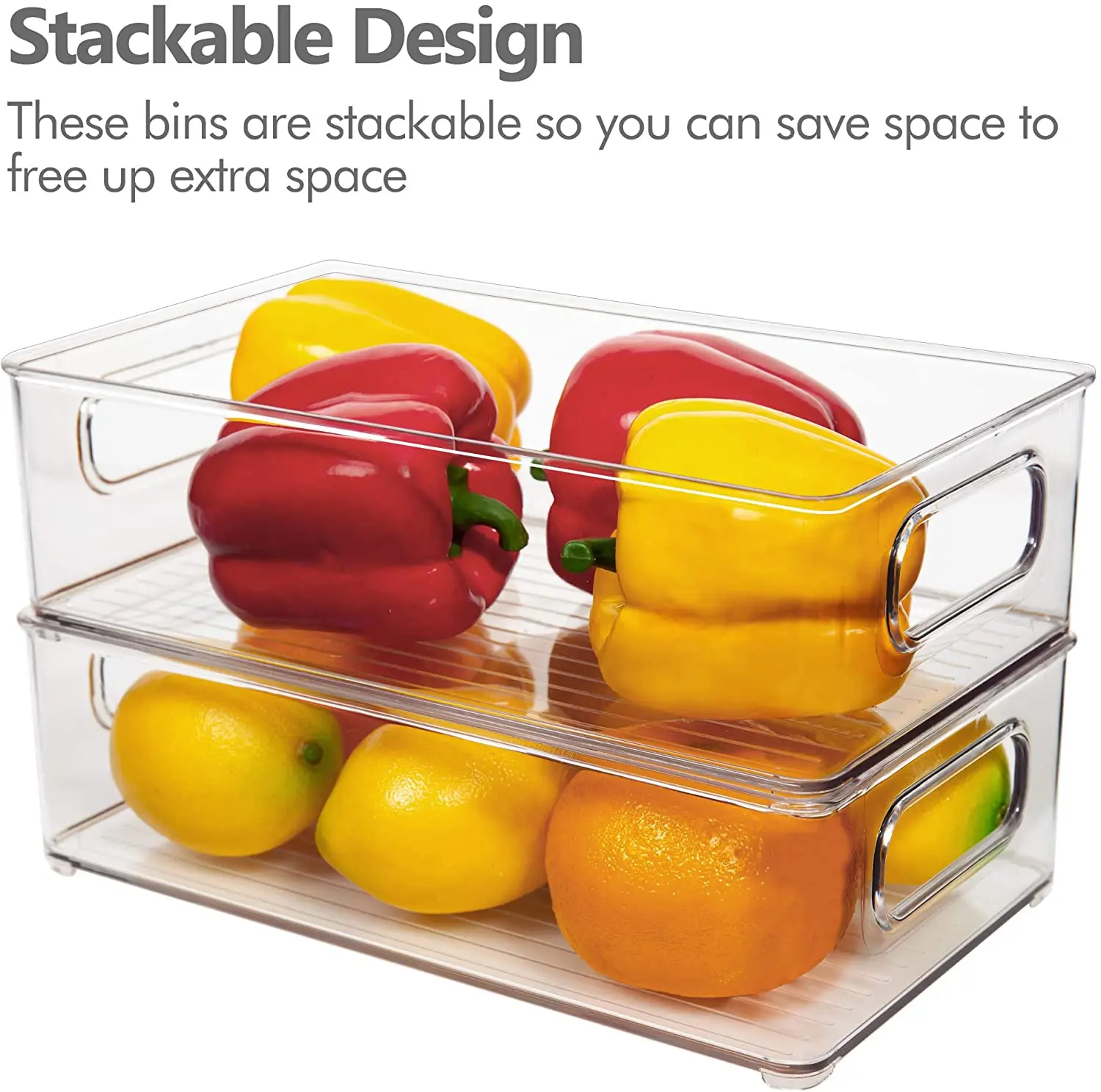 

Refrigerator Organizer Bins 6pcs Stackable Clear Plastic Organizers Handles Fridge Pantry Kitchen Cabinet Food Storage Container