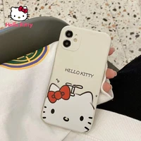 hello kitty cartoon side transparent phone case for iphone12 12pro 12promax 11 pro 11promax mini x xs max xr 7 8 plus cover