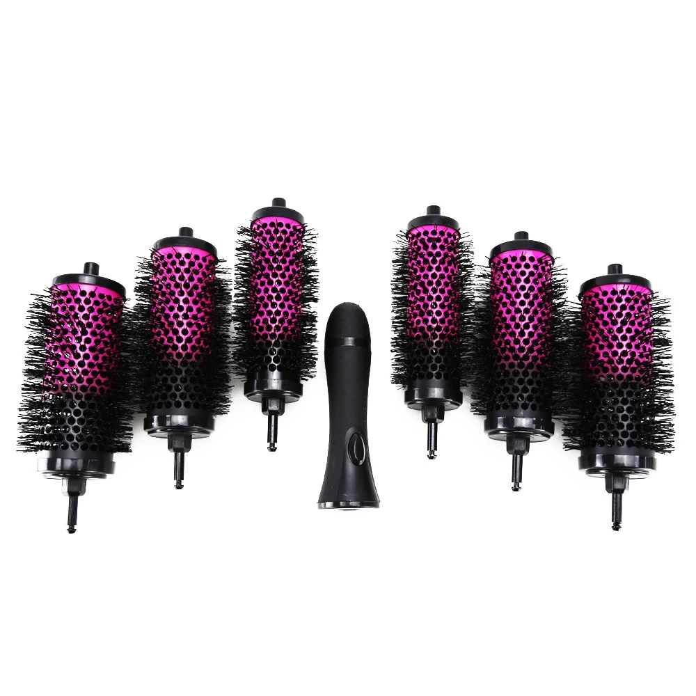 

6pcs/set 3 Sizes Detachable Handle Hair Roller Brush Aluminum Ceramic Barrel Curler Comb Hairdresser Hair Styling Tools