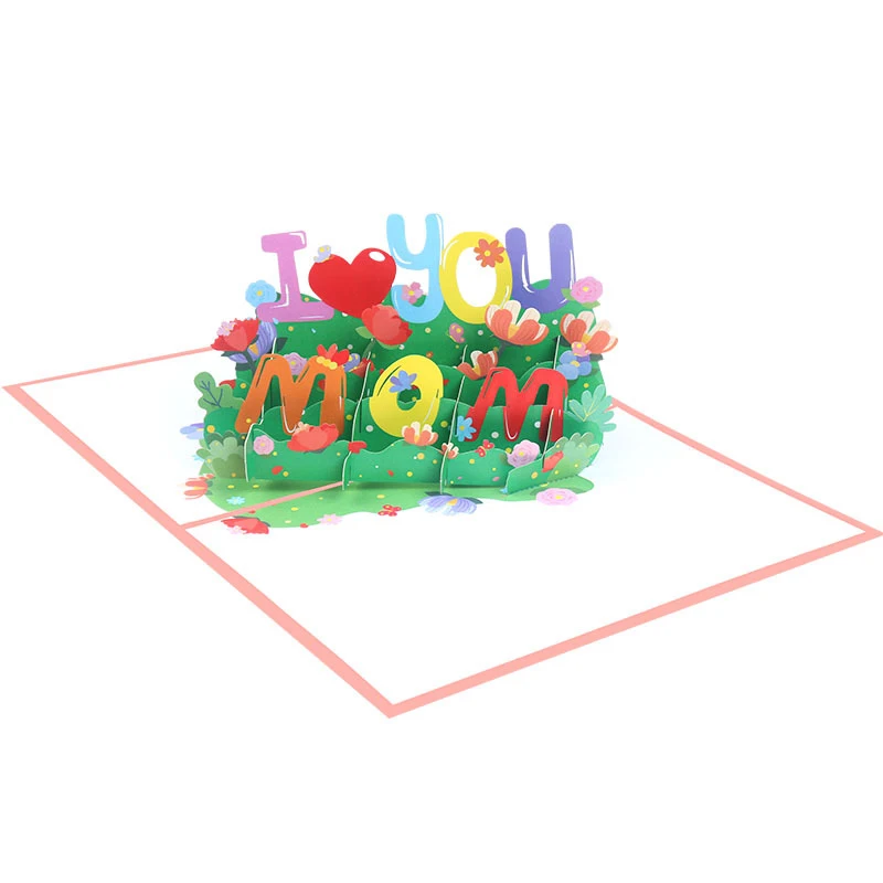 

10 шт. оптовая продажа 3D цветущие кустарники ручной работы I LOVE YOU MOM бумажные поздравительные открытки открытка на день Благодарения День мат...