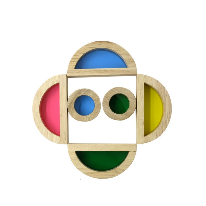 

Wooden Acrylic Rainbow Building Blocks Baby Early Education Toy Assembling Montessori Children's Toys