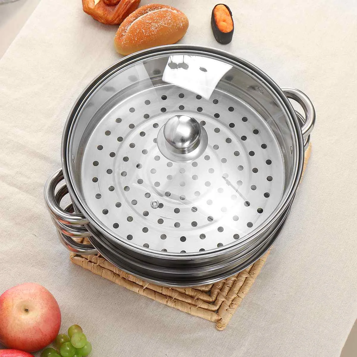 

Stainless Steel Three Layer Thick Steamer Pot Soup Steam Pot Universal Cooking Pots For Induction Cooker Gas Stove Steam Pot